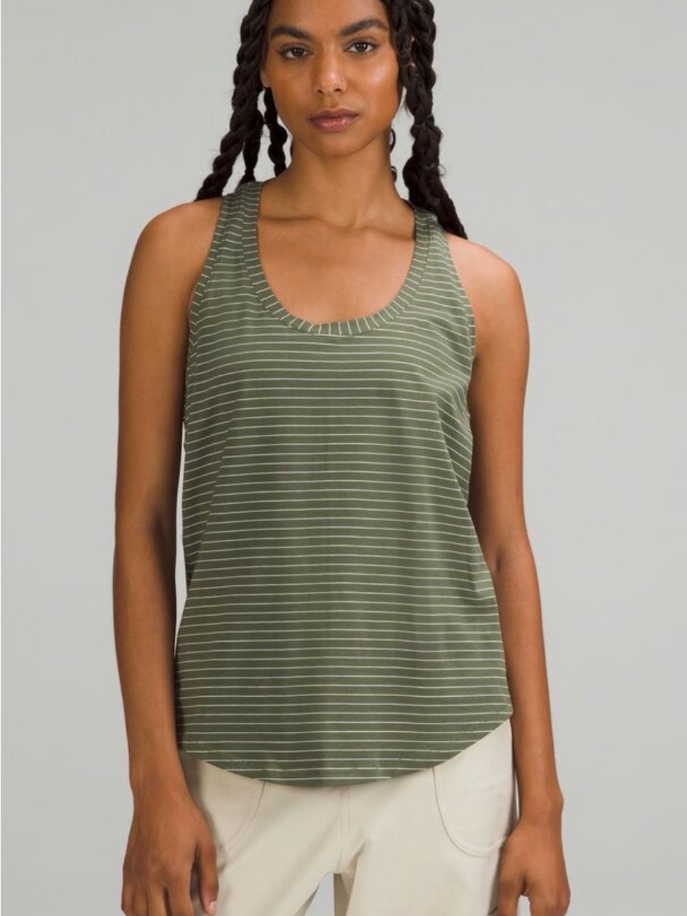 Lululemon Love Tank Top Striped Olive Green Racerback Tank Top